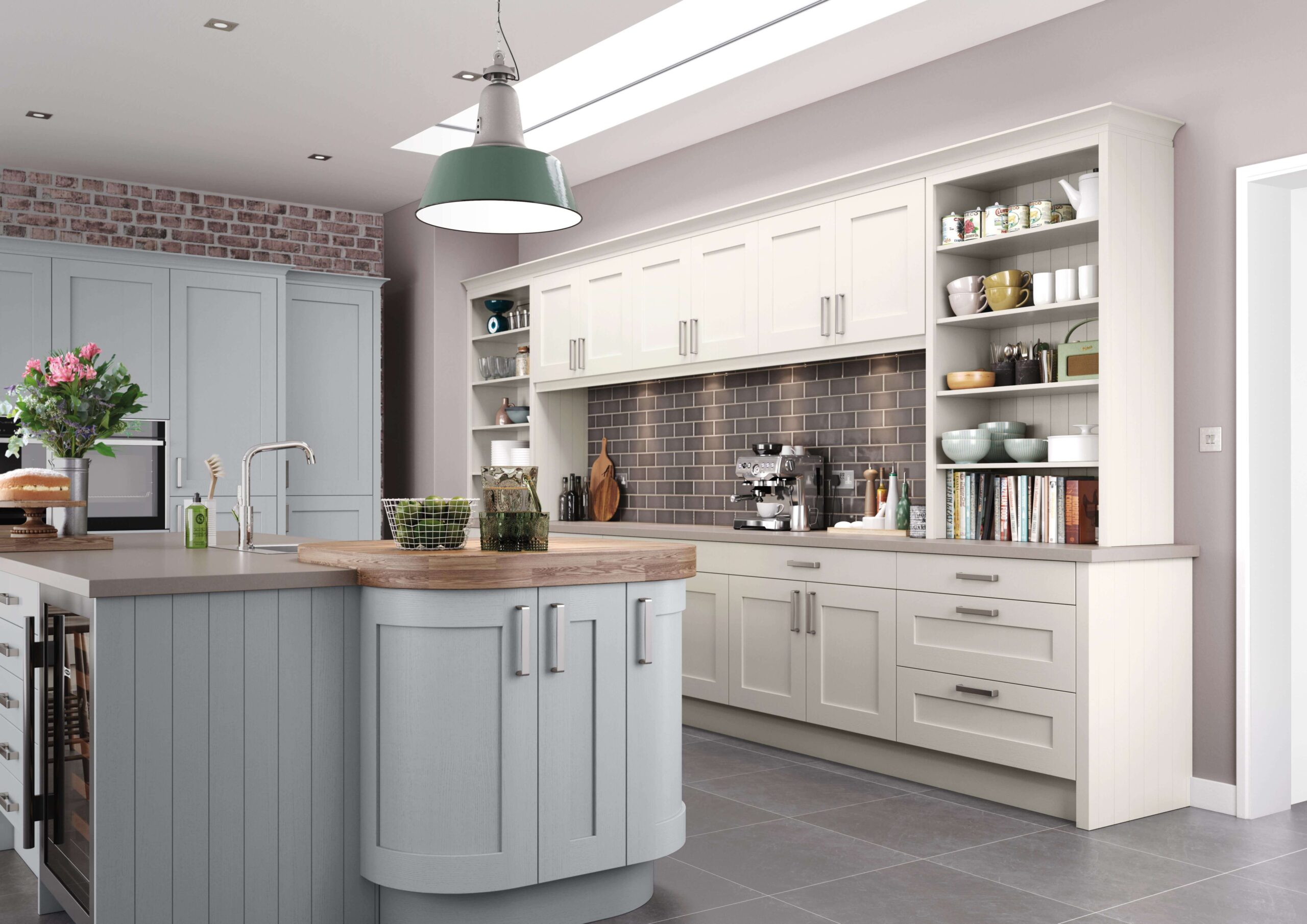 Barnes shaker kitchen painted in lead and putty