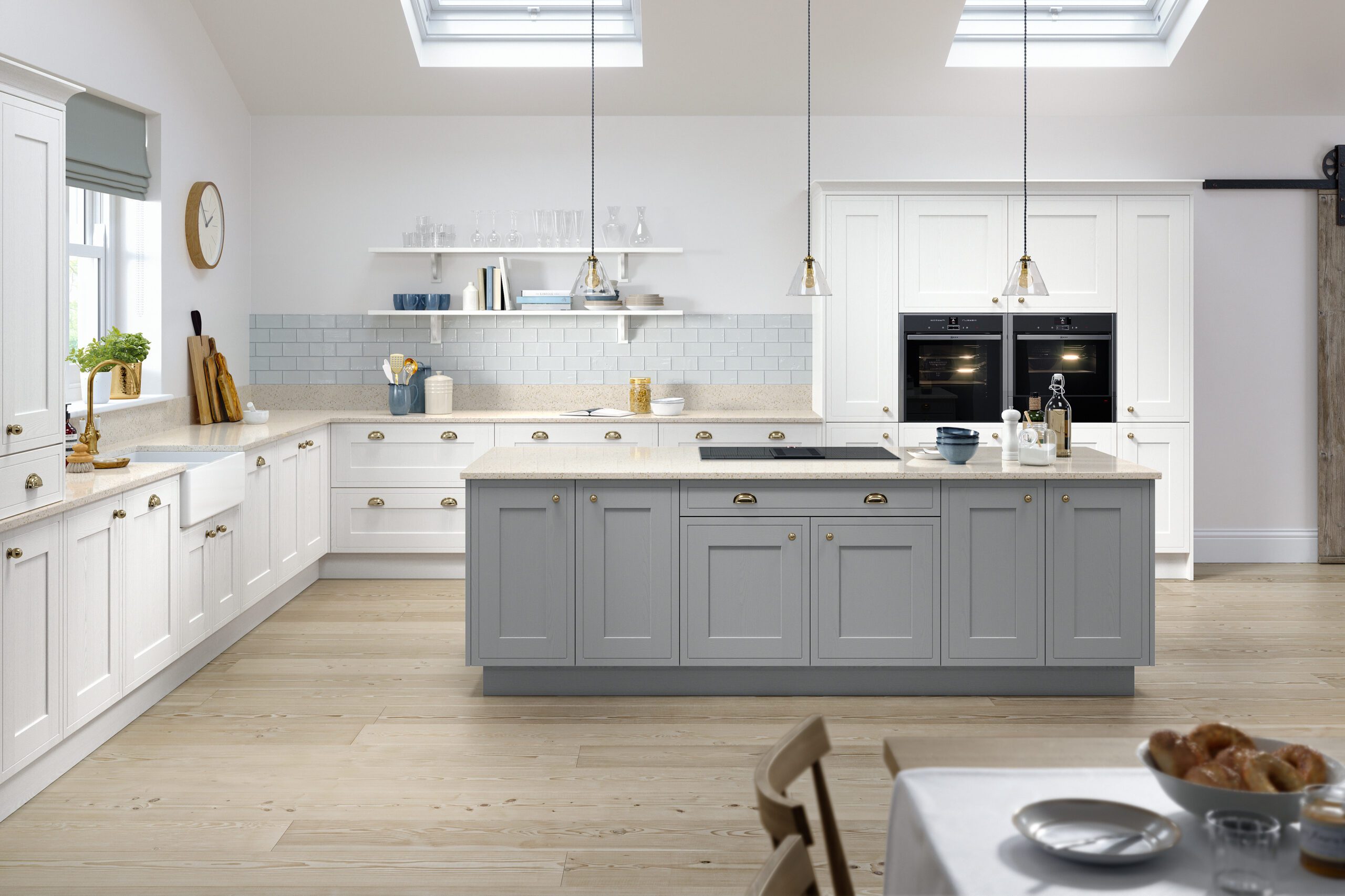 Chartwell Mock Inframe Kitchen in Bone and Soft Grey