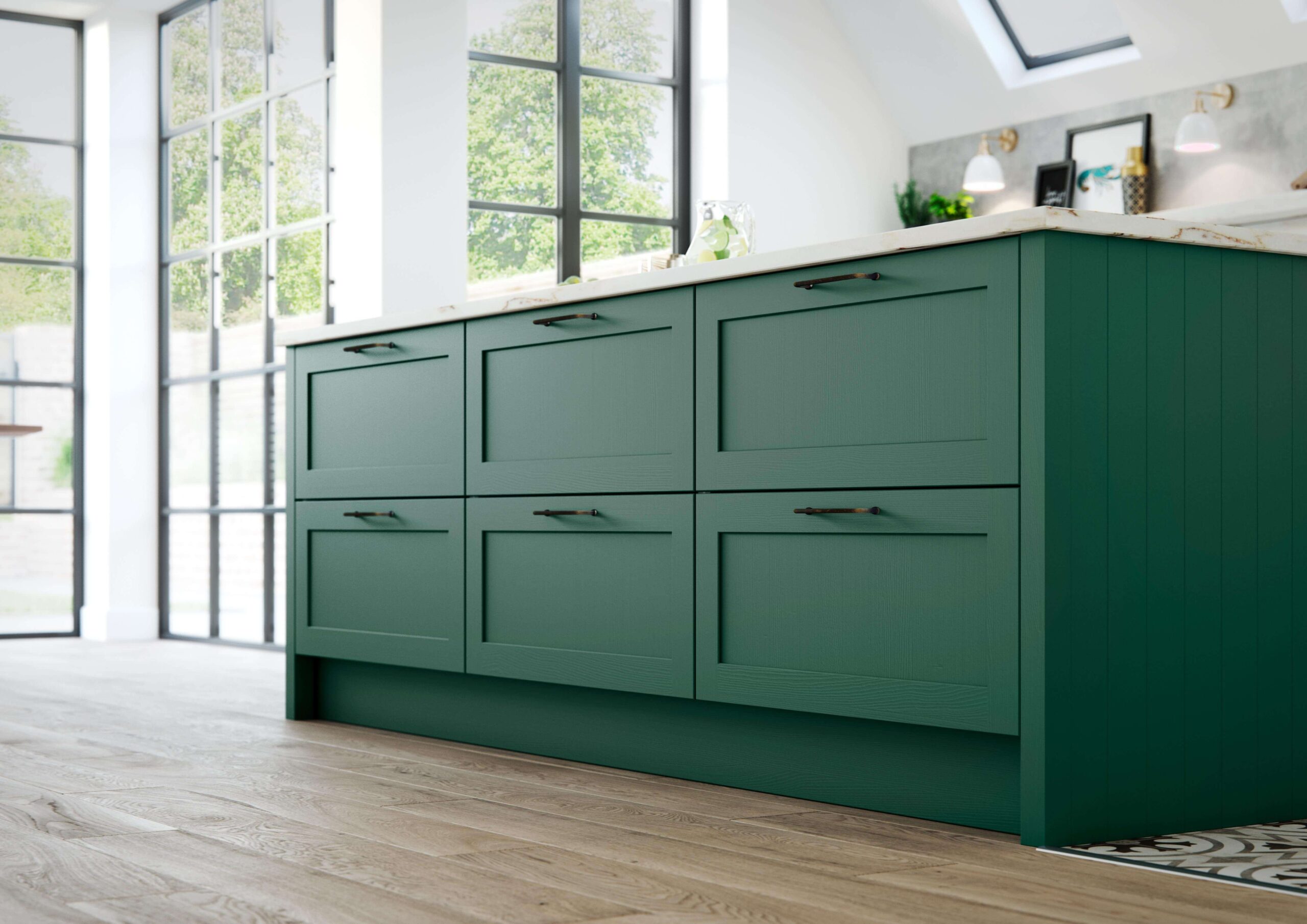 Fenton shaker kitchen painted in Mallard Green (2)