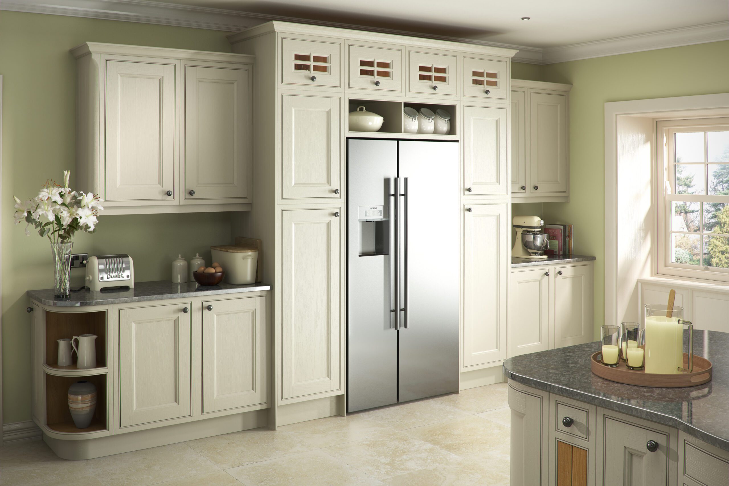 Tetbury inframe kitchen painted in Chalk